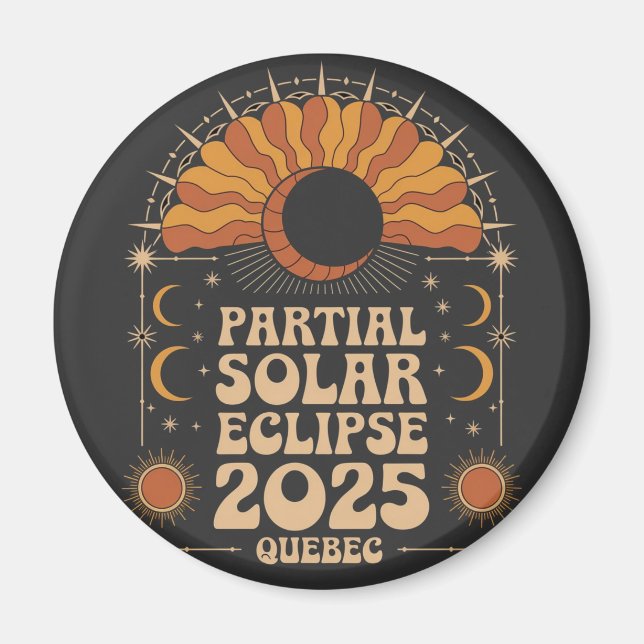 Imán Eclipse solar parcial 2025 Quebec Canadá (Frente)