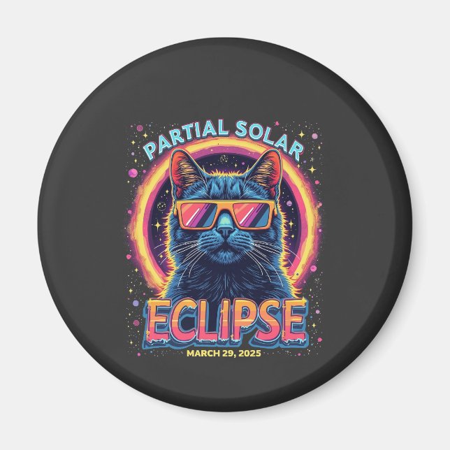 Imán Eclipse solar parcial de gatito de 2025 (Frente)