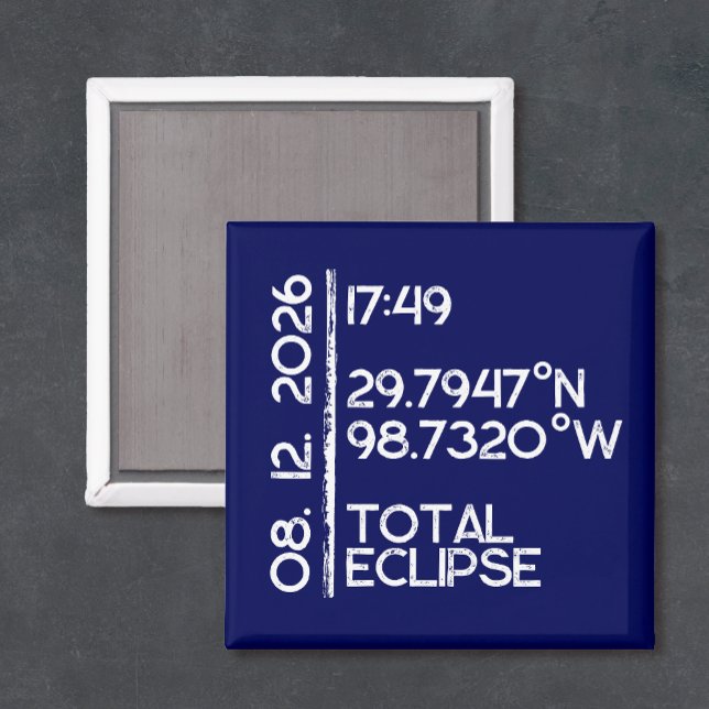 Imán Eclipse Solar Personalizado 2026 (Solar eclipse magnet keepsake)