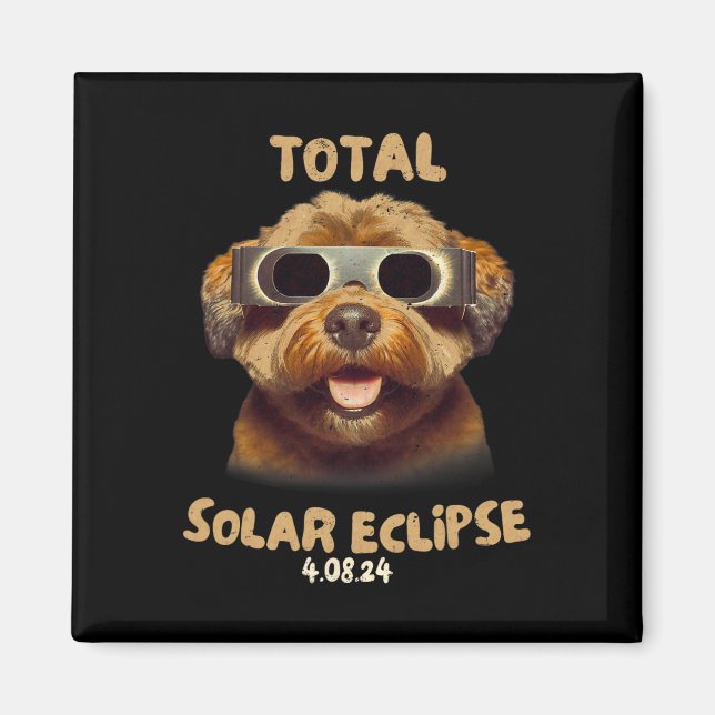 Imán Eclipse solar T Perro con gafas de eclipse solar (Frente)