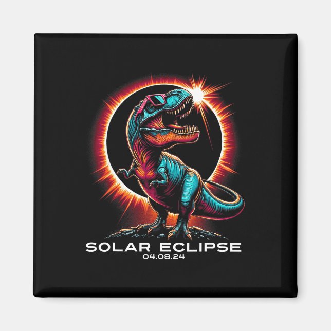 Imán Eclipse solar T-rex lleva sol 8 de abril de 2024 (Frente)