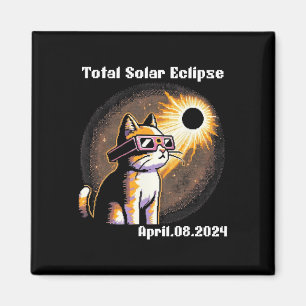 Imán Eclipse solar Tee 2024 Gato con eclipse solar G