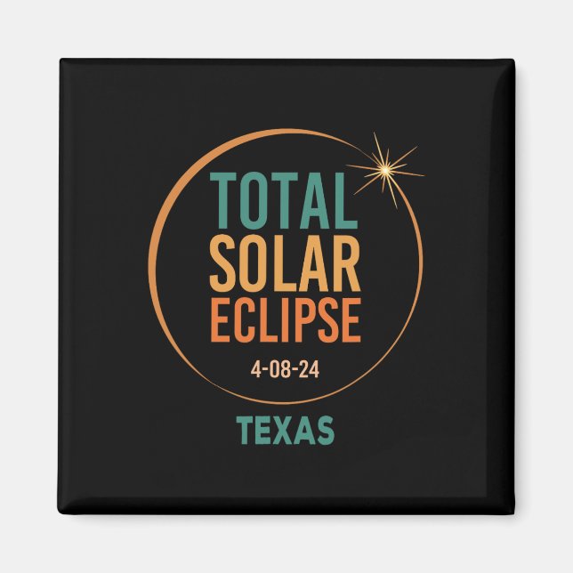 Imán Eclipse solar Texas 8 de abril de 2024 Total (Frente)