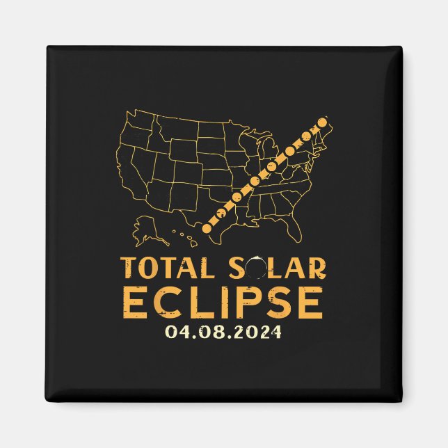Imán Eclipse solar total 2024 Abril 8 Hombres Mujeres N (Frente)