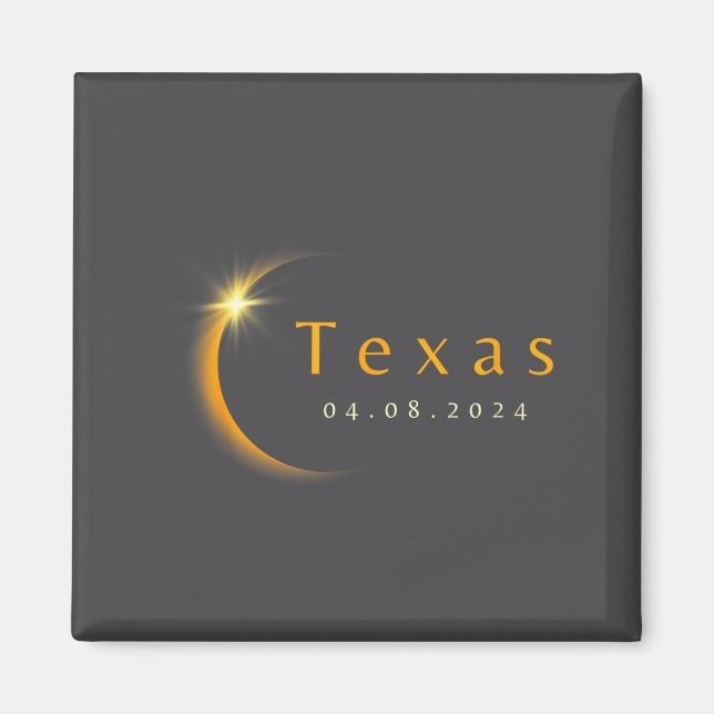 Imán Eclipse solar total 2024 Estado Texas 8 de abril d (Frente)