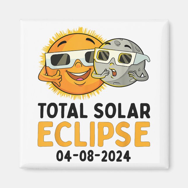 Imán Eclipse solar total 2024 Glasses Divertido Sun Moo (Frente)