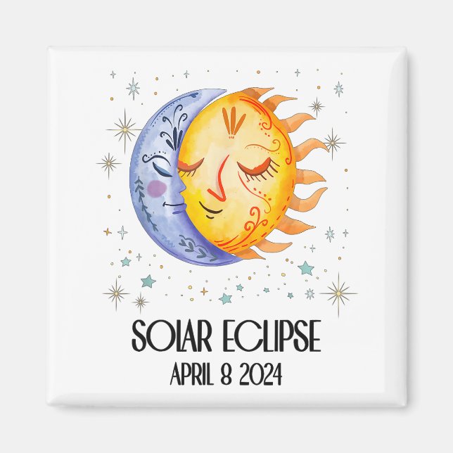 Imán Eclipse Solar Total 2024 Niños Eclipse Solar Cute (Frente)