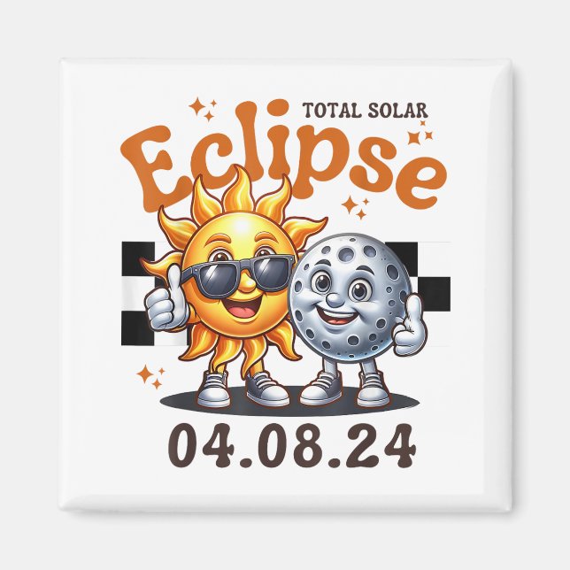 Imán Eclipse Solar Total 2024 Niños Eclipse Solar Cute  (Frente)