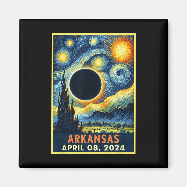Imán Eclipse solar total 2024 Noche estrellada (Frente)