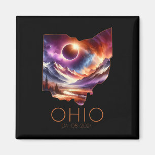 Imán Eclipse solar total 2024 Ohio estatal Totalidad Ab