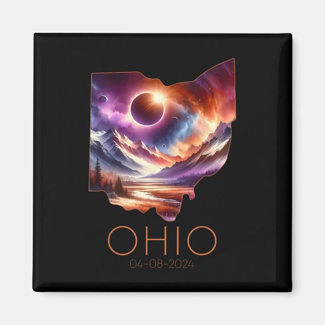 Imán Eclipse solar total 2024 Ohio estatal Totalidad Ab (Frente)