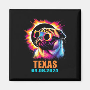 Imán Eclipse Solar Total 2024 Perro Pug Con Gles