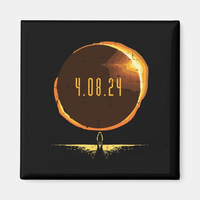 Imán Eclipse solar total 2024 Totalidad Abril 8 Hombres (Frente)