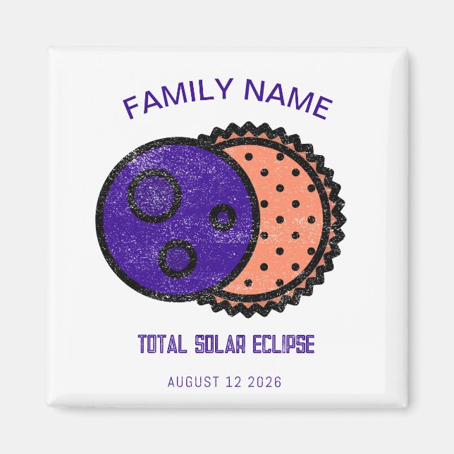 Imán Eclipse solar total 2026 Personalizado (Frente)