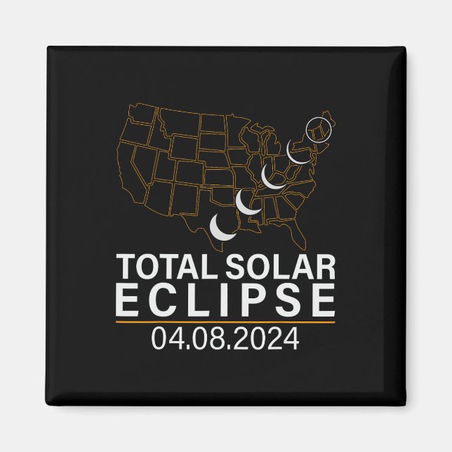 Imán Eclipse solar total 8 de abril de 2024 America Usa (Frente)