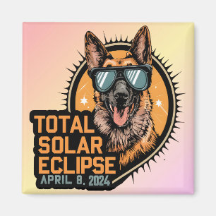 Imán Eclipse solar total abril 2024 Perro pastor alemán