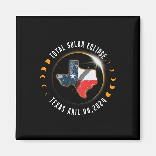 Imán Eclipse solar total América Totalidad Texas 8 de a (Frente)