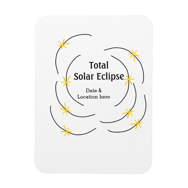 Imán eclipse solar total añadir fecha ubicación mitad s (Vertical)