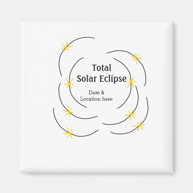 Imán eclipse solar total añadir fecha ubicación mitad s (Frente)