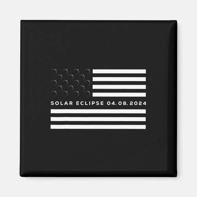 Imán Eclipse solar total bandera estadounidense 04.08.2 (Frente)