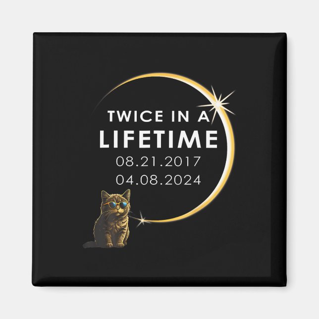 Imán Eclipse Solar Total Cat 2024 Dos Veces Por Vida (Frente)