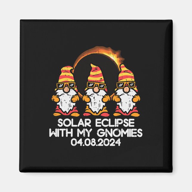 Imán Eclipse Solar Total Con Gnomías 04.08.2024 Hombres (Frente)