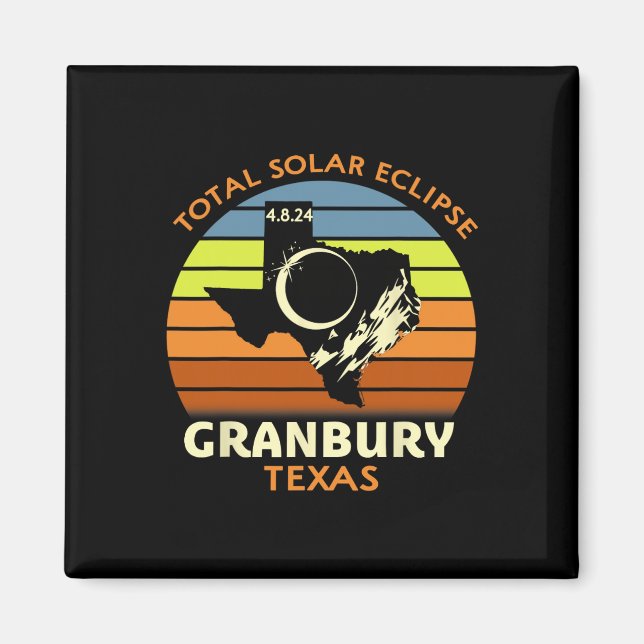 Imán Eclipse solar total de Granbury Texas 2024 (Frente)