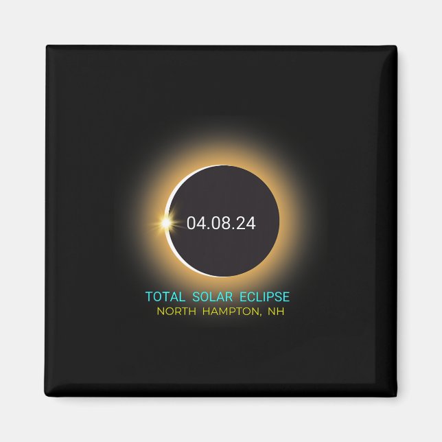Imán Eclipse solar total de Hampton Nh 040824 Nuevo Ham (Frente)