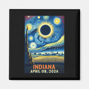 Imán Eclipse solar total de Indiana 2024 Starry Night V