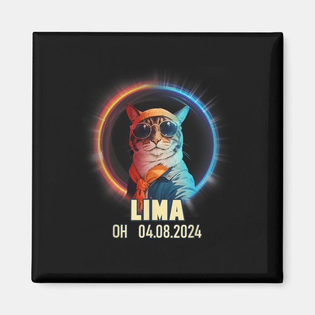Imán Eclipse solar total de Lima Ohio 2024 (Frente)