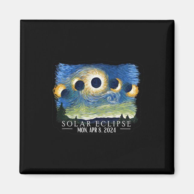 Imán Eclipse solar total de noche estrellada 2024 (Frente)