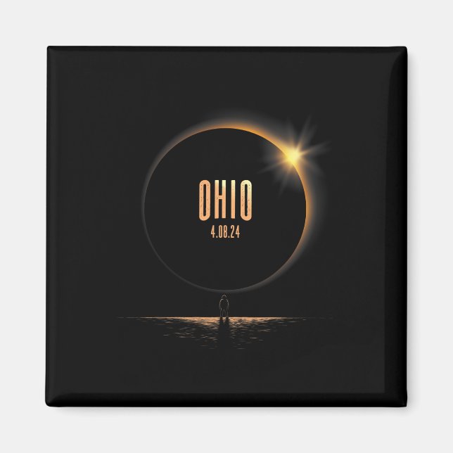 Imán Eclipse solar total de Norteamérica 2024 Ohio Usa (Frente)