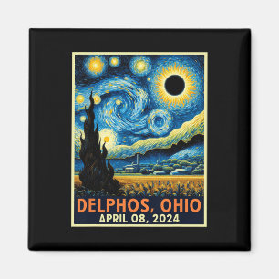 Imán Eclipse solar total de Ohio 2024 Noche estrellada 