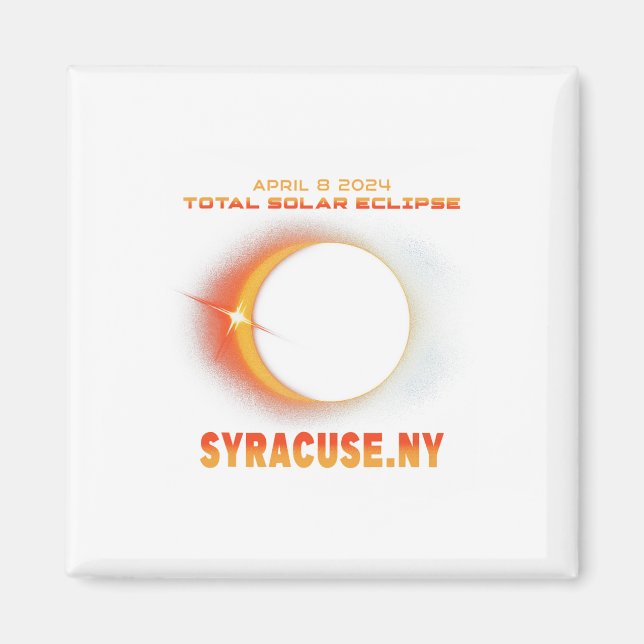Imán Eclipse solar total de Syracuse en Nueva York 2024 (Frente)