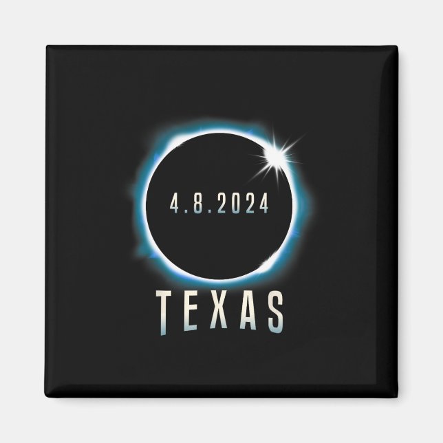 Imán Eclipse solar total de Texas 2024 Azul Abril 8 Hom (Frente)