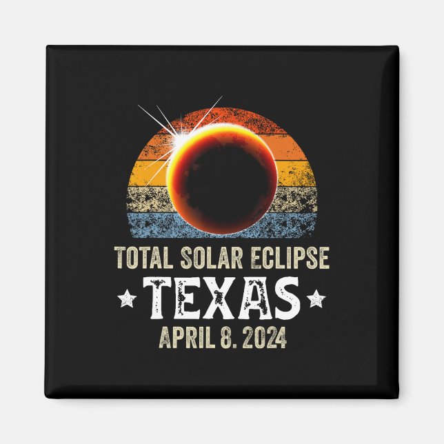 Imán Eclipse solar total de Texas 8 de abril de 2024 So (Frente)