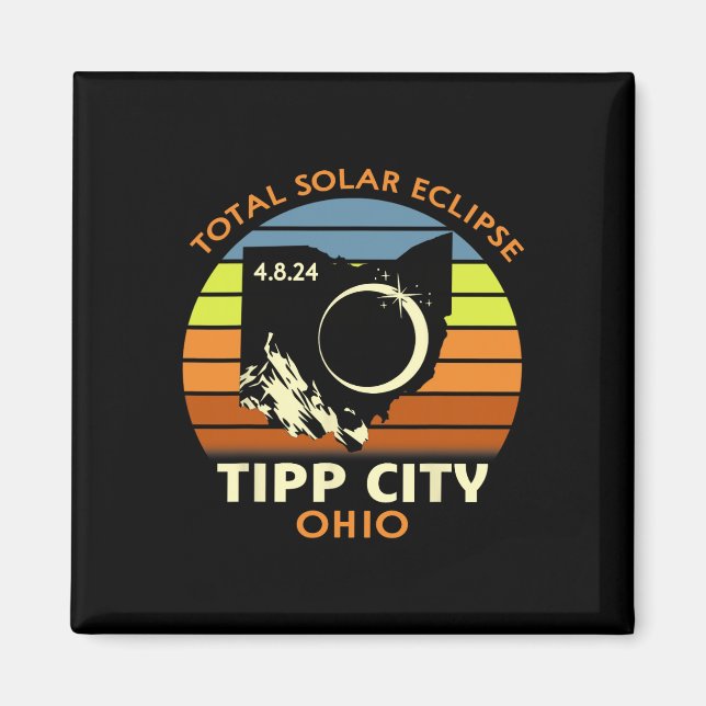Imán Eclipse solar total de Tipp City Ohio 2024 (Frente)