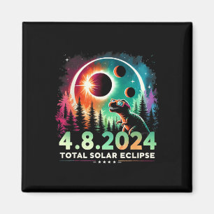 Imán Eclipse solar total Dinosaurio divertido con gafas