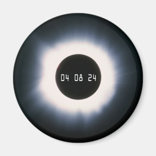 Imán Eclipse solar total en blanco y negro en abril de