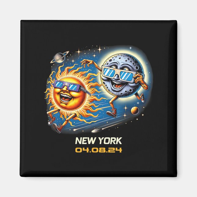 Imán Eclipse Solar Total Humor Nueva York Ny (Frente)