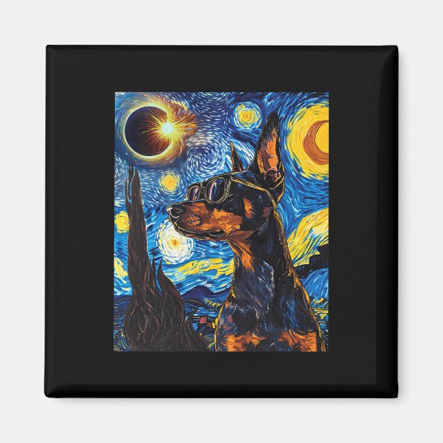 Imán Eclipse solar total Perro Doberman (Frente)