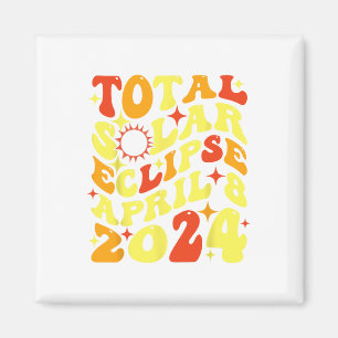 Imán Eclipse solar total retro Groovy abril 08 2024