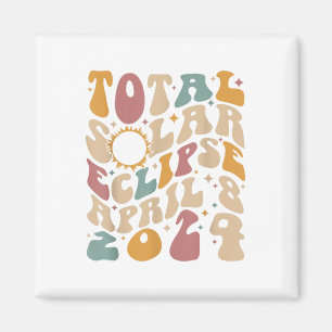 Imán Eclipse solar total retro Groovy abril 08 2024