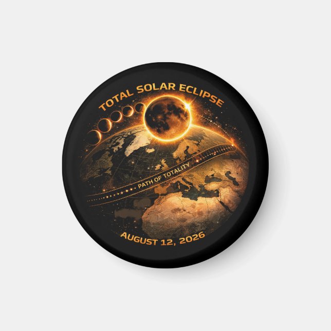 Imán Eclipse Total de Sol 12 de agosto de 2026 (Frente)