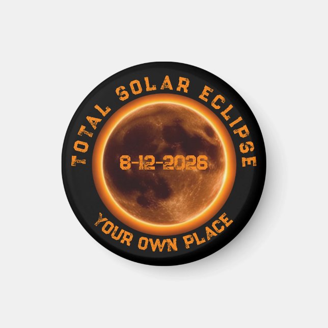 Imán Eclipse Total de Sol 12 de agosto de 2026 (Frente)