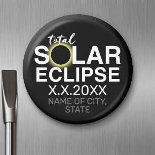 Imán Eclipse Total de Sol - Agrega Fecha y Tu Ubicación