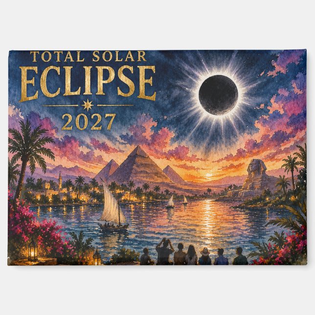 Imán eclipse total de sol de 2027 Egipto (Anverso)