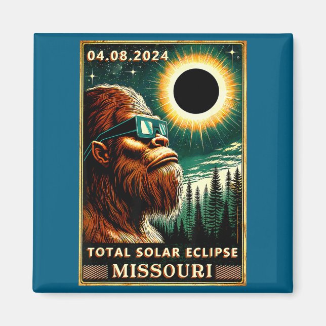 Imán Eclipse Total de Sol Ilustración de Bigfoot Missou (Frente)