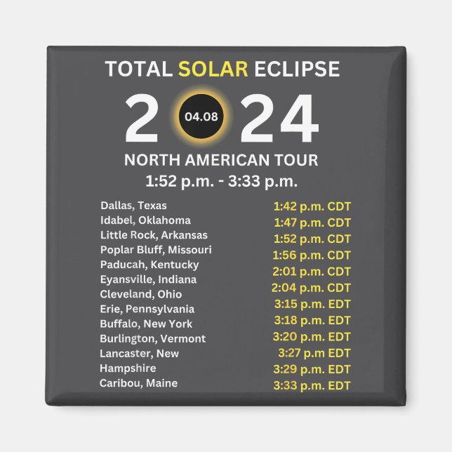 Imán Eclipse total solar 2024 del 8 de abril: trayector (Frente)