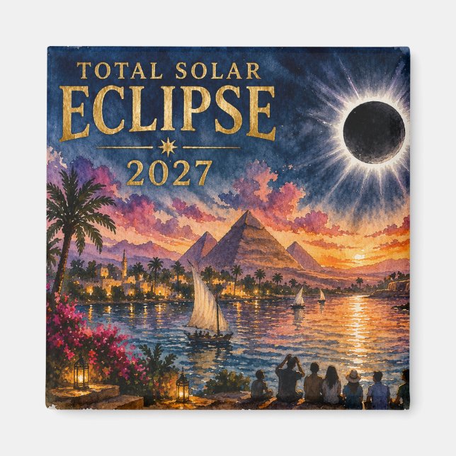 Imán Eclipse Total Solar 2027 Egipto (Frente)